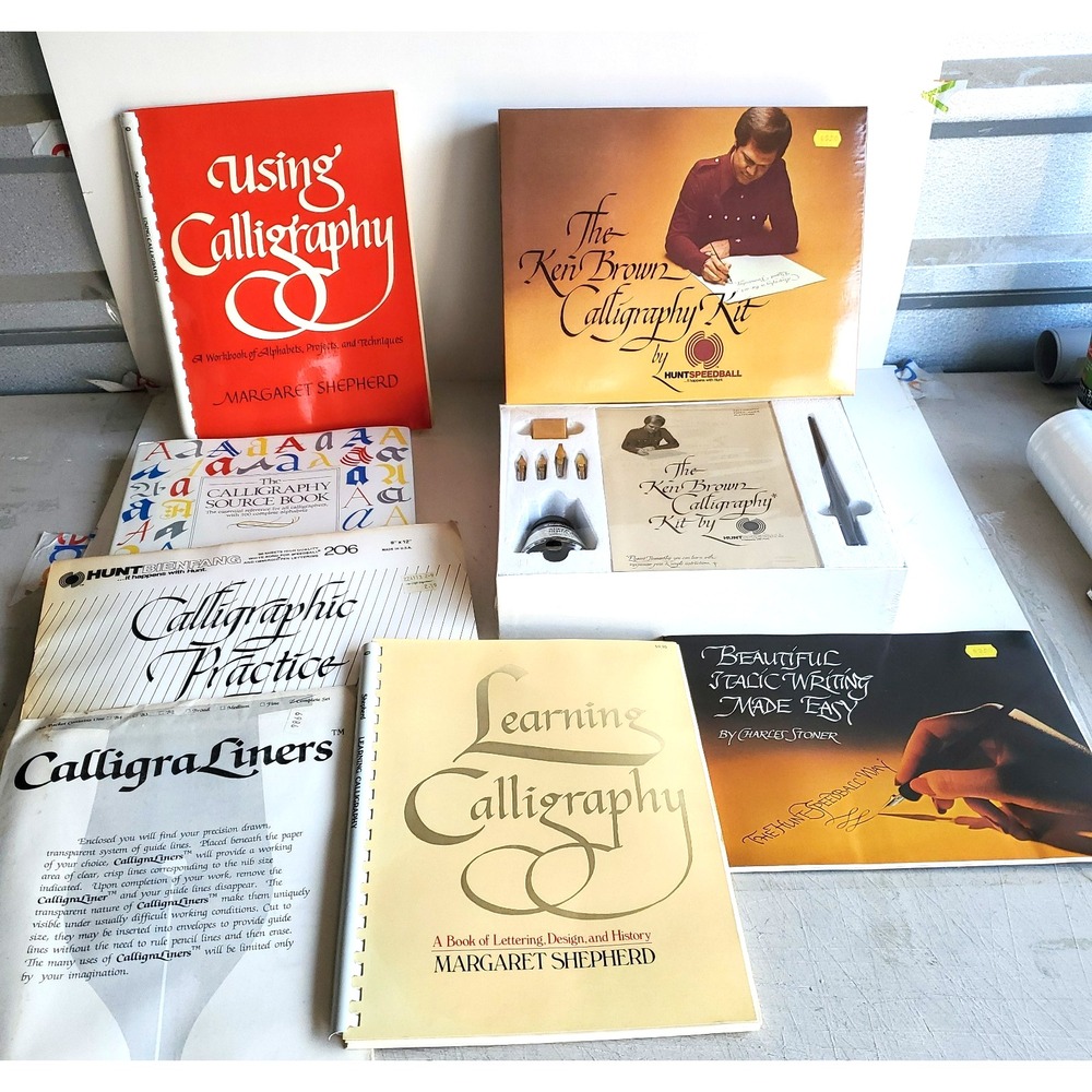 VTG The Ken Brown Calligraphy Kit Classic Style Dip Pen NOS sealed w book lot